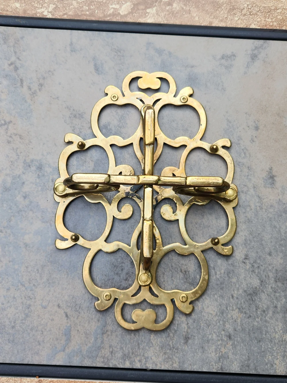 Solid Brass Warming Trivet In Apple Design